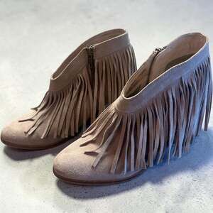 Ariat Unbridled Fringe Suede Ankle Boots Western Boho Festival Cowgirl Tan Sz 9